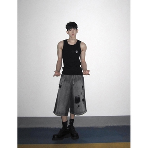 【网图有货】水洗破洞七分裤男美式hiphop牛仔短裤D622LL-特P40图片