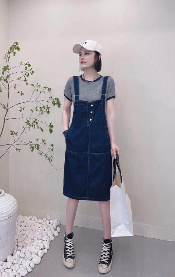 牛仔背带裙两件套，其它，秀红佳丽