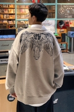 1港风新款宽松休闲中性情侣潮流印花毛衣男外套7671P48加绒P55，男装针织衫/毛衣，星座226-2