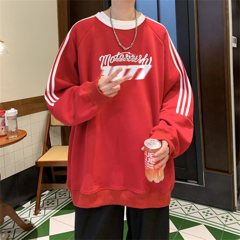 美式三杠条纹复圆领卫衣秋冬男女宽松长袖SW2449-P45控6850棉,男装卫衣,电商B370