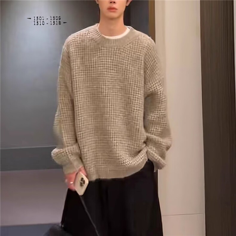 7638-P55人气好货立体提花纹理秋冬男士时尚休闲圆领长袖针织,男装卫衣,电商B323A