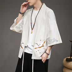 F861P55室内风2024春夏装新款风绣花百搭宽松汉服大码外套，男装T恤，电商A026