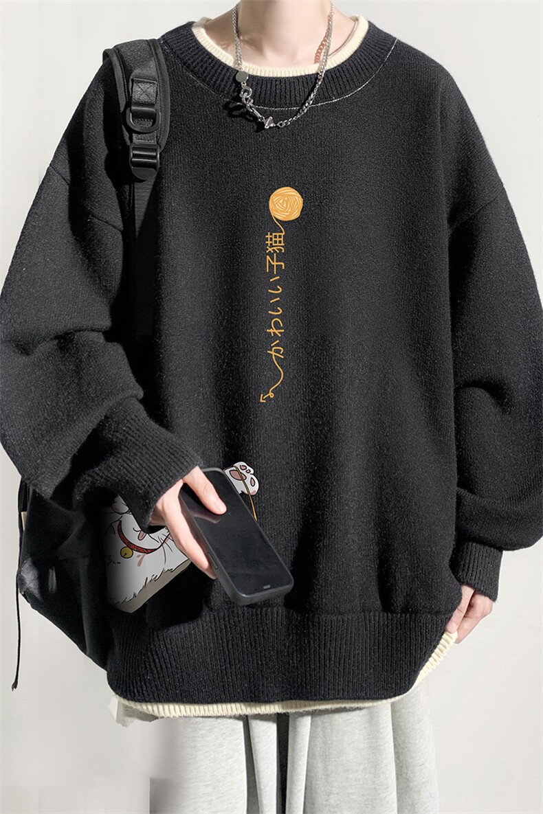 控78假两件毛衣男大码加绒针织衫男毛线衣M80013-P55加绒P70,男装针织衫/毛衣,电商A040
