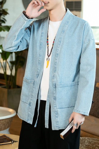 20秋冬大码汉服开衫道袍外套风日系和风男女情侣牛仔F16/P75,男装夹克,钱塘713