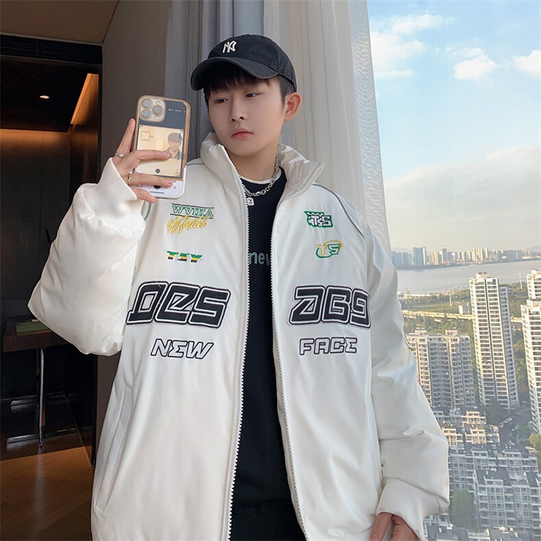 夜光条刺绣机车技能美式棒球服夹克外套潮牌情侣cityboy户羽绒服,男装羽绒服,星座301D-5(原星座1415）