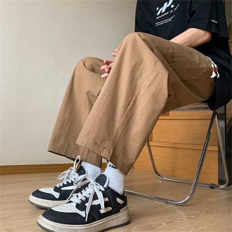 九分裤男韩版潮流纯色帅气百搭2024夏季新款ins宽松长裤K4230-P37,男装休闲裤,星座412-2