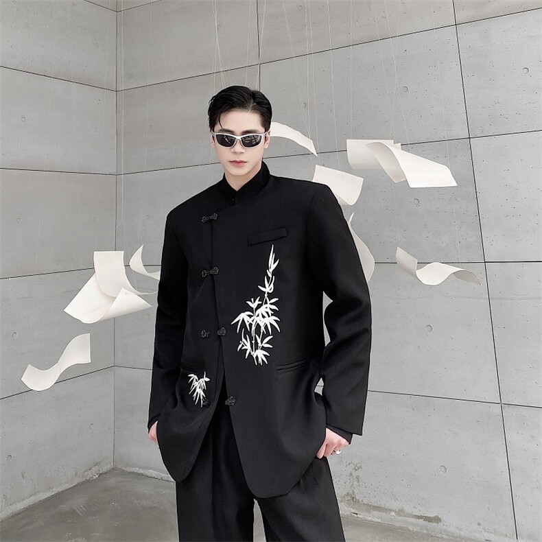 初春新款个性中式立领刺绣西服男女外套潮流复古金属盘扣122P140,男装西服,星座901-1（原C217）