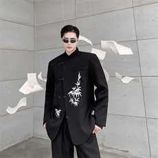 初春新款个性中式立领刺绣西服男女外套潮流复古金属盘扣122P140，男装西服，星座901-1（原C217）