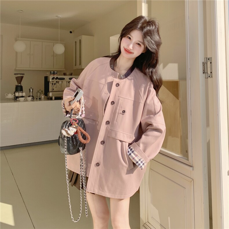 现货春季新款拼接风衣短外套26161P155K238,女装短外套,2D035