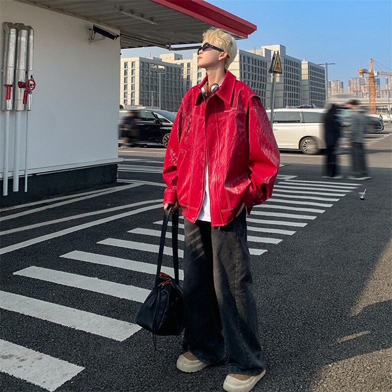 设计感多结构复古皮衣美式潮牌假两件皮夹克X1213-DY2316-特P108,男装夹克,星座1213