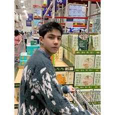 撞色圆领仿貂绒毛衣休闲针织衫上衣MY108特P55，男装针织衫/毛衣，星座908-1
