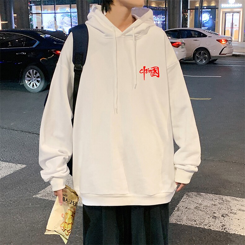 WY2276-P35加绒款-P40纯棉连帽卫衣男大码运动帽衫宽松薄外套男,男装卫衣,电商A040