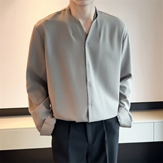 高冷禁欲系白衬衫男小众V领长袖气质上衣西服内搭打底衬衣C903，男装西服，星座1116A-2（原606A-1）