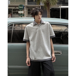 现货！25夏polo衫翻领miu风小格子翻领拼接垫肩短袖dx237-p58图片