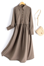 水衣源2660款格纹宽松版长袖连衣裙，女装连衣裙，水衣源