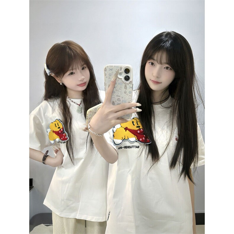 现货~~BK913CC-特P36 心情小狗刺绣魔术贴短袖T恤男女图片