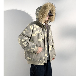 座山雕毛领派克棉服男冬季工装棉衣情侣外套M060-P110 迷彩P115图片