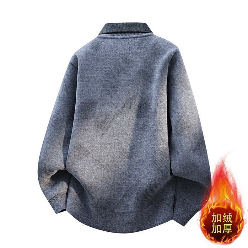 W25271-P60秋冬款翻领针织毛衣男潮牌加绒加厚卫衣外套时尚打底衫,男装T恤,电商D310B