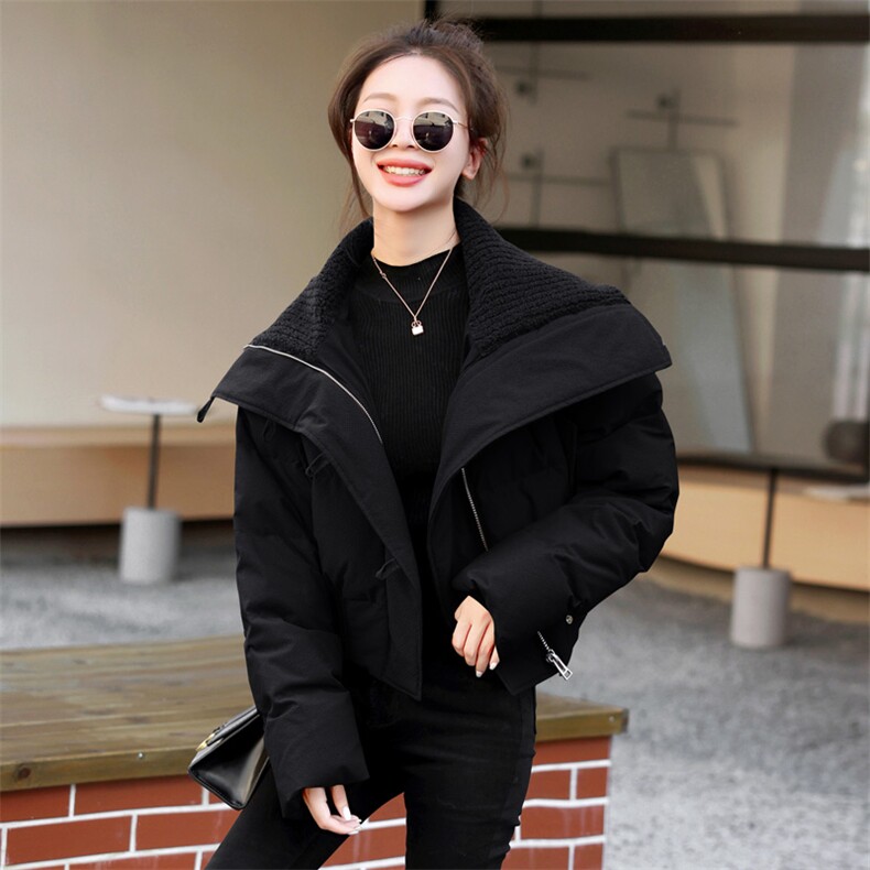 2025冬新仿羊羔毛领90白鸭绒冬装小香外套羽绒服女短款小个子面包服,女装羽绒服,意芙