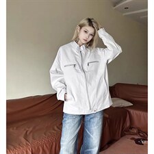 26春装高品质老钱风立领夹克外套男女美式潮牌拉链工装风宽松上衣，男装夹克，电商A486