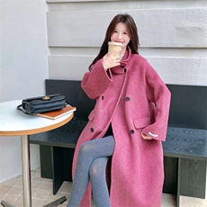 玫紫色双面呢大衣2C151-W15-P275-K408，女装毛呢外套，2C151