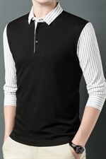 2023新款假两件衬衫中年男士长袖秋季上衣爸爸打底小衫翻领卫衣，男装卫衣，电商B212（原钱塘6029）