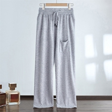 25年秋冬新款女士加前兜系绳羊绒阔腿裤外穿时尚百搭，女装休闲裤，达齐羊绒