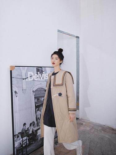 含棉大领子棉衣，女装棉衣/棉服，YOUER DENG