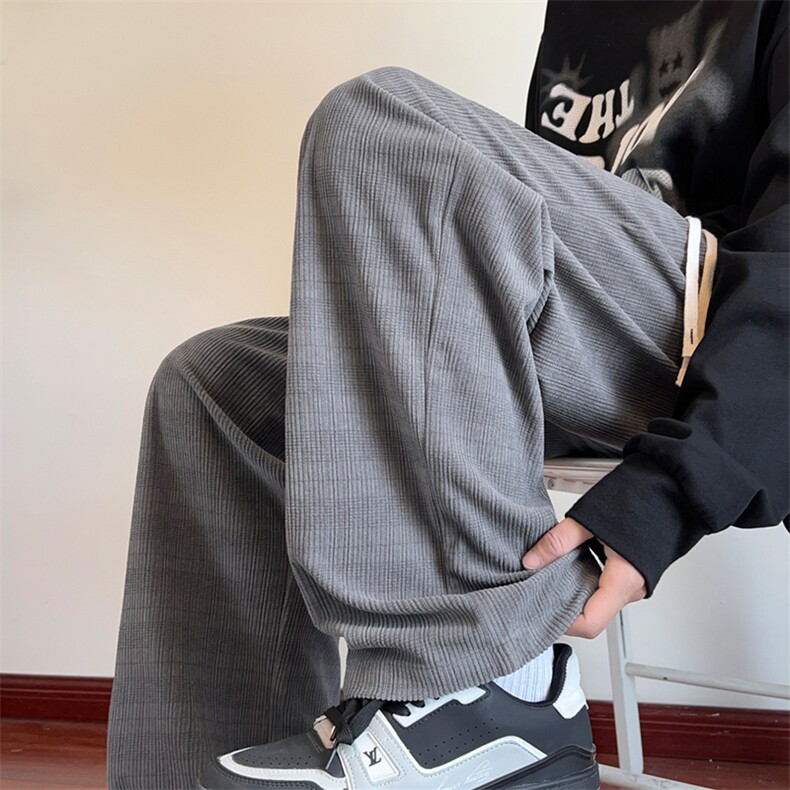 秋季新款休闲裤男宽松格子裤子灯芯绒拖地裤K9902-P45控68,男装休闲裤,星座209-2