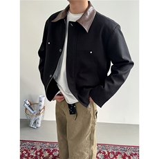 撞色翻领夹克外套男款春秋美式痞帅cleanfit巴恩风工装短款棒球服，男装夹克，星座506A