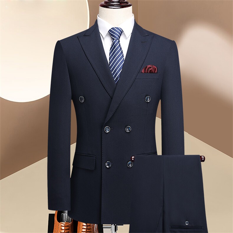 高品质双排扣微弹三件套，胸花需另配，男装西服套装，电商D210