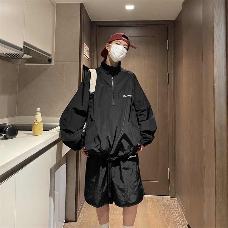防晒衣套装半拉链钓鱼服外套短裤两件套抖音TZ68310B-2-P80,男装牛仔裤,星座310B-2