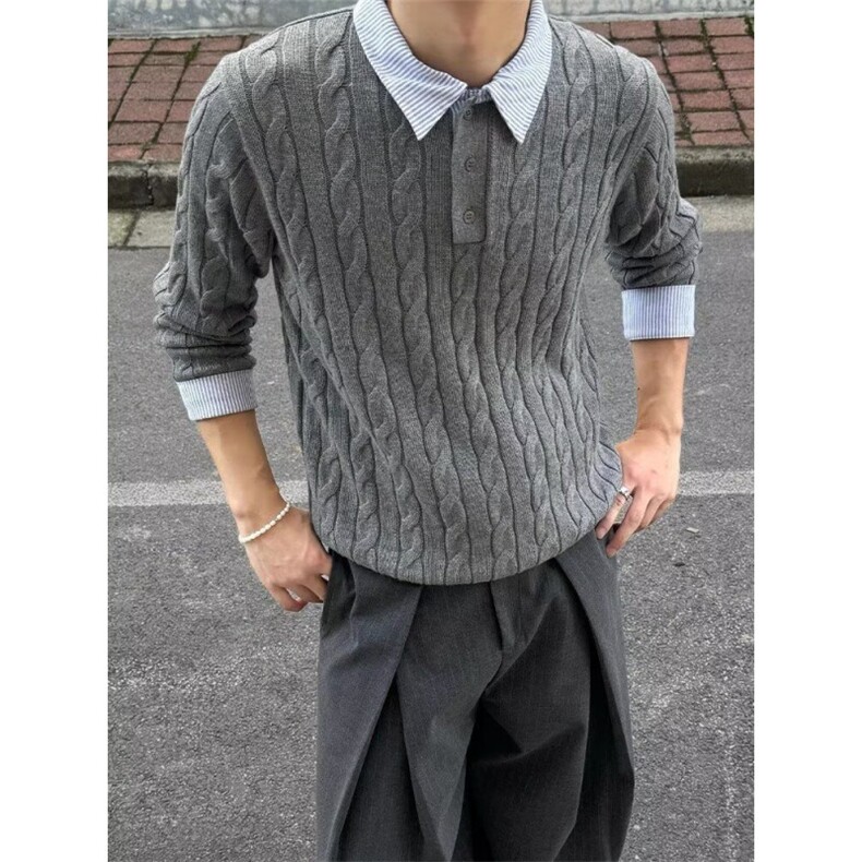 秋冬季假两件毛衣男青年学生潮流衬衫领带领针织衫图片