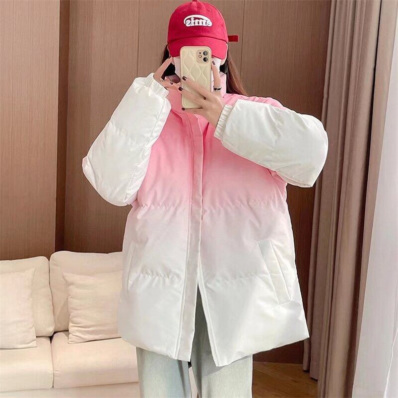 时尚立领渐变色宽松防寒服保暖女2024冬季新款减龄百搭外套潮,男装夹克,星座506A