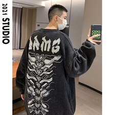 潮嘻哈字母提花情侣港风针织打底衫宽松毛衣圆领重工32434-P88，男装T恤，星座517A-1