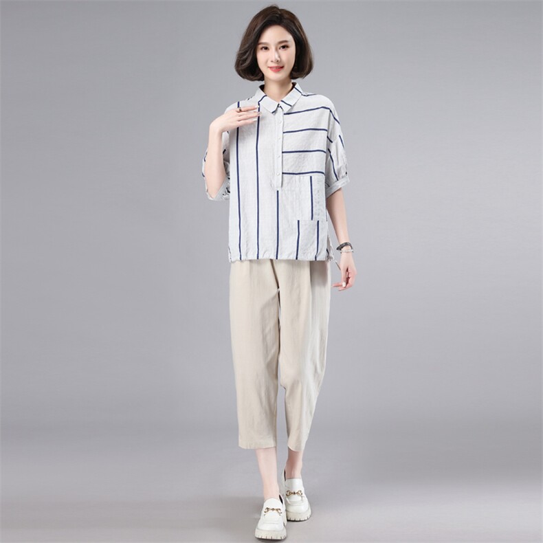 时尚套装女2023新款夏季薄款成套搭配中年妈妈宽松休闲显瘦两件套，女装套装/套裙，奕阳依阁