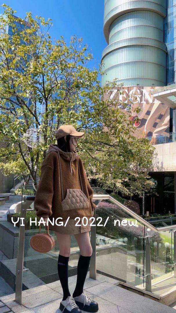 颗粒绒压格加绒卫衣一杭主推款，女装卫衣/绒衫，一杭