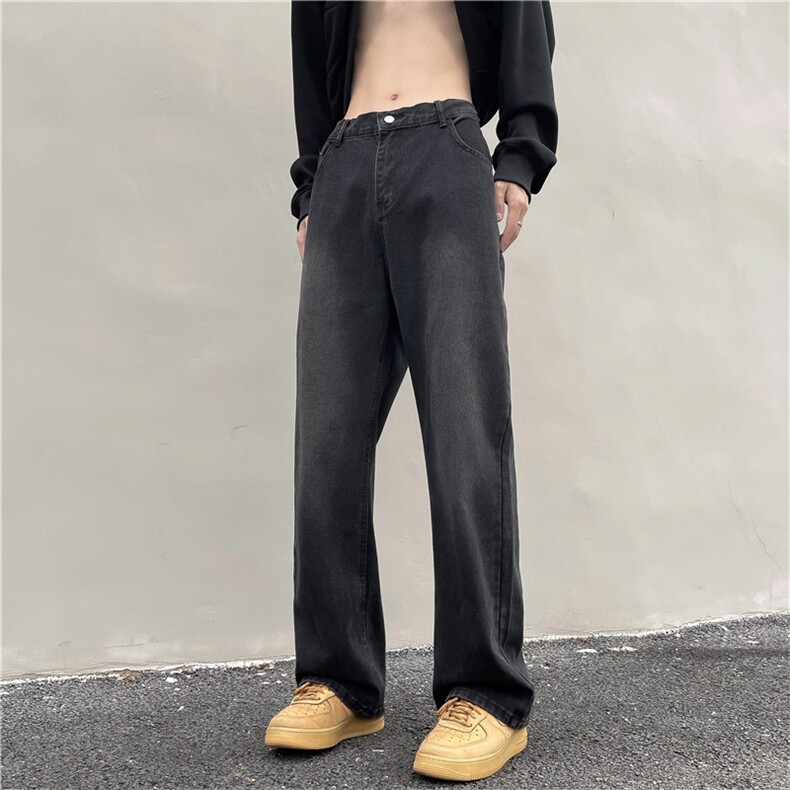 美式基础款牛仔裤男黑色百搭宽松直筒韩版高街休闲裤N169-P40,男装牛仔裤,星座308B-2