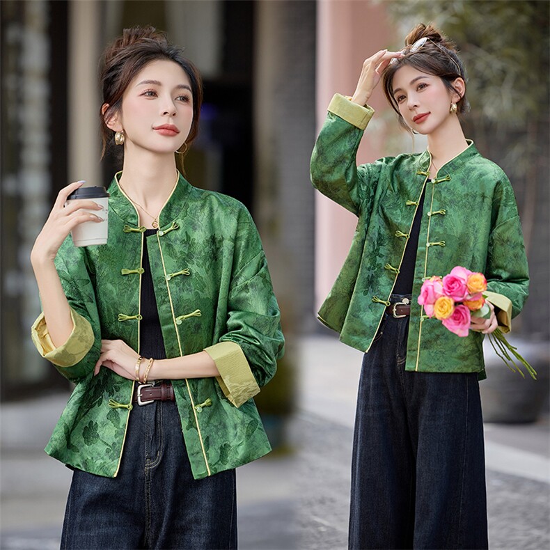 芷墨2025新款秋装时尚复古新中式外套缇花外套超百搭，女装短外套，芷墨服饰
