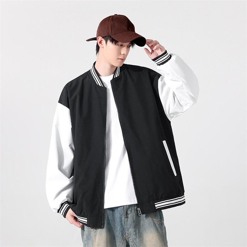 夹克秋季立领拼接休闲美式潮流工装运动情侣宽松防风外套232-P40，男装夹克，星座1403A