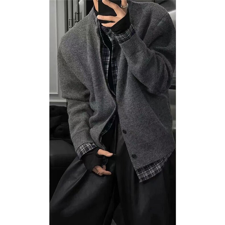 网图慎用高品质假两件格子针织毛衣男MY8522P98,男装针织衫/毛衣,电商B285