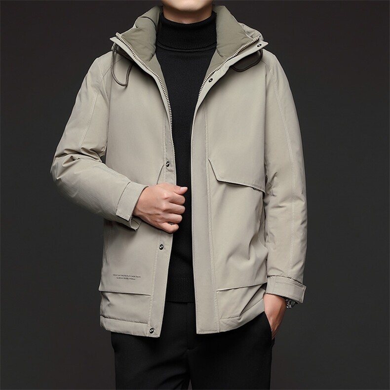 冬季连帽羽绒服男士2023新款加厚保暖上衣中年商务休闲白鸭绒外套,男装羽绒服,电商B212（原钱塘6029）
