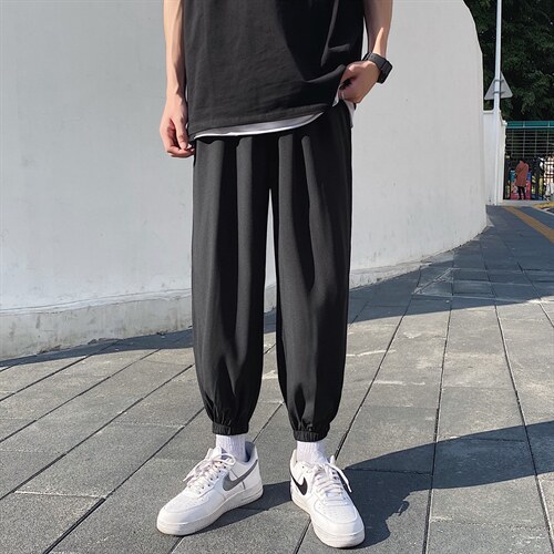 新款春夏九分直筒冰丝束脚休闲百搭裤2027-特批20,男装休闲裤,星座718-1