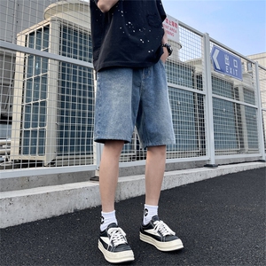 美式街头潮牌百搭牛仔短裤复古水洗宽松五分裤YM2062 P38图片