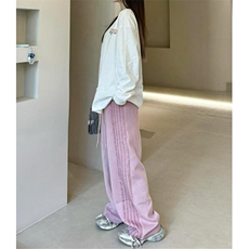 条纹运动裤女秋季美式卫裤宽松直筒垂感休闲裤KB392，男装休闲裤，星座1116A（原606A-3）
