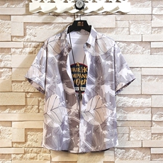 精品花衬衫男短袖夏季痞帅休闲上衣服外套翻领大码衬衣A012/P35，男装衬衫，电商A012