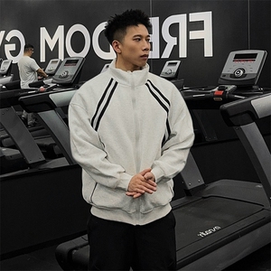 抖音得物高品质二开 25秋冬美式重磅结构织带撞色立领卫衣外套W70,男装卫衣,电商A486-1