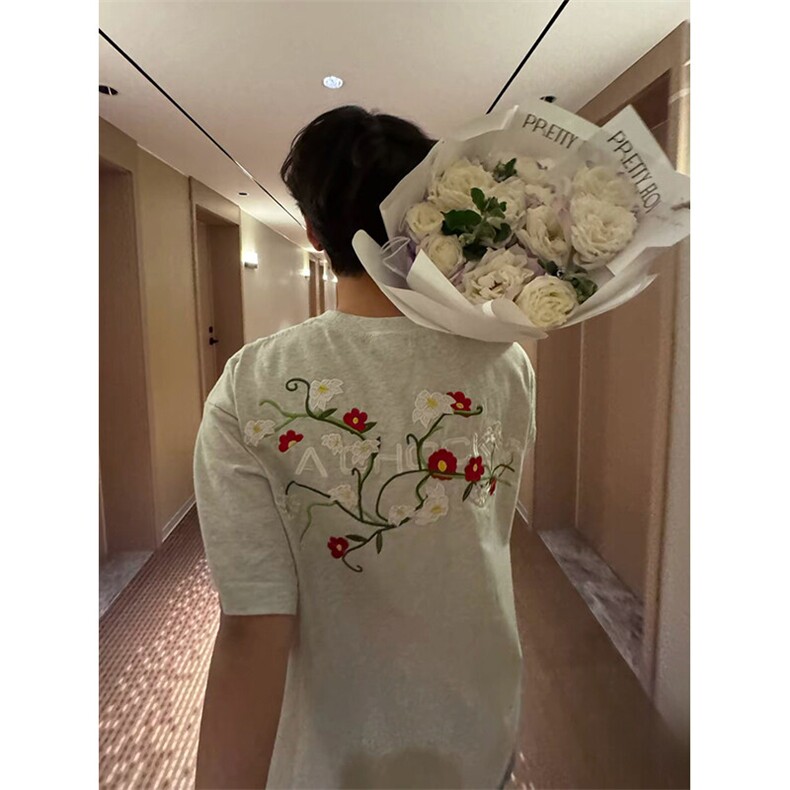 万针全刺绣工艺高品质260克双纱纯棉美式高街短袖T恤特P33,男装T恤,电商A486