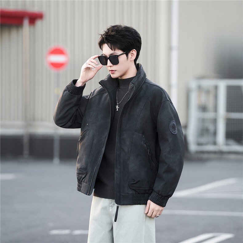 天台景刺绣皮羽绒服男B321-28996-P245,男装羽绒服,电商B321-1