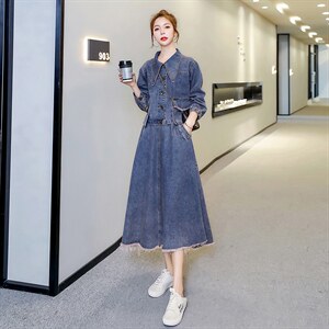 牛仔半身裙气质潮流韩版显瘦外套2021年两件套图片